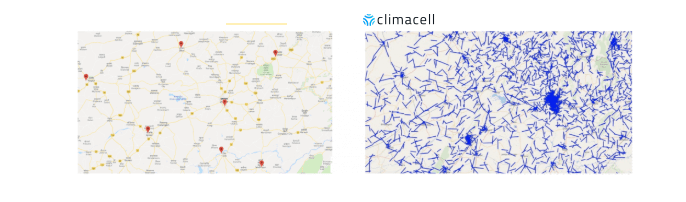 data point distribution for weather data