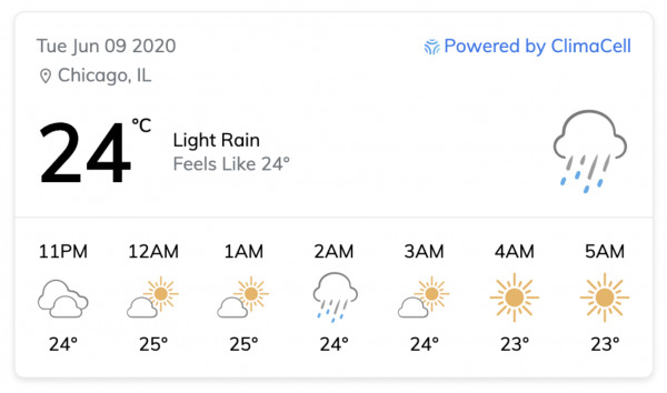 weather api Tomorrow.io weather widget