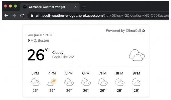 weather widget Tomorrow.io