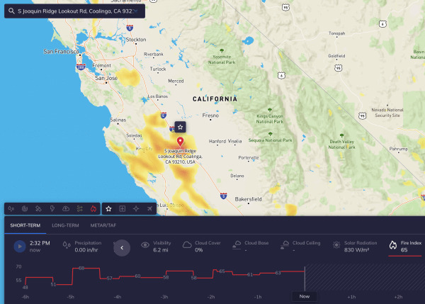 tomorrow.io fire index wildfire risk