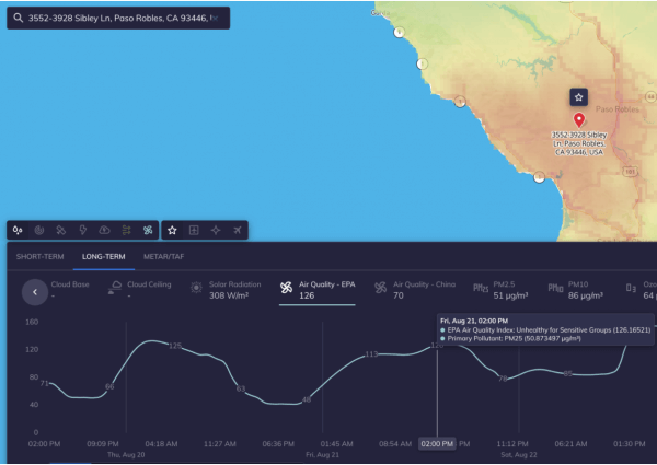 air quality wildfire risk Tomorrow.io