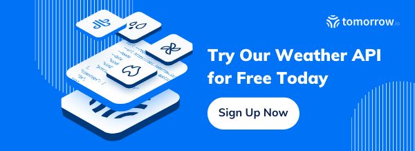 Tomorrow.io's weather API offers a best-in-class interface with 80+ data layers to choose from historical, real-time, and forecast weather data.