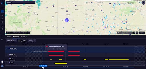 Tomorrow.io’s Insights Dashboard shows the need to prepare assets for extreme cold in Lubbock, TX beginning late Friday.