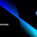 Tomorrow.io and NASA logos on a stylized blue beam — NASA's Commercial Data Program validates Tomorrow.io's spaceborne precipitation radar