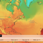 The Lite Map — a full-screen temperature map with a layer selector and a scrubbable multi-day time slider