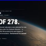 Title card over Earth's limb seen from orbit, the atmosphere lit along the day-night terminator: a PNNL-led project selected under the Genesis Mission, U.S. Department of Energy, Phase I. One of 278.