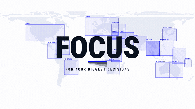 An animated loop: the world map with eighteen domain boxes, a zoom into one region where the seven dials are set, then the range fanning forward against a threshold, redrawn run after run.