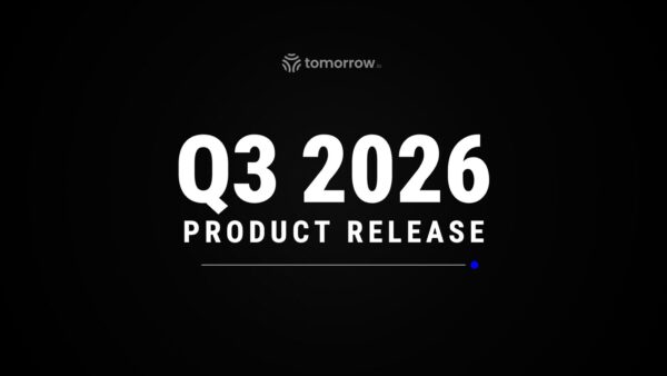 The Tomorrow.io wordmark above the words Q3 2026 Product Release on a black background